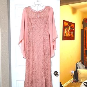 Ladies pink all lace dress formal occasion